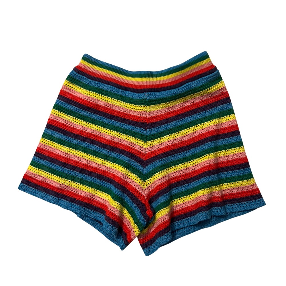 NWT Boden Girls shorts 9-10 Y Rainbow Striped Crochet Knit Shorts NEW Mini Boden